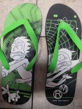 Rick and Morty Men’s Green Graphic Flip-Flops